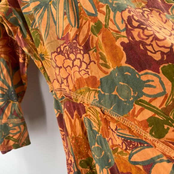 C.MC. BY COLOR ME COTTON Top SZ Medium Made in USA Lagenlook Floral Flowy Shirt - Picture 8 of 11